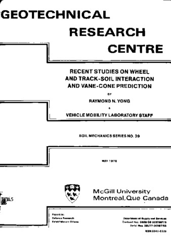 Recent studies on wheel and track-soil interaction and vane-cone prediction thumbnail