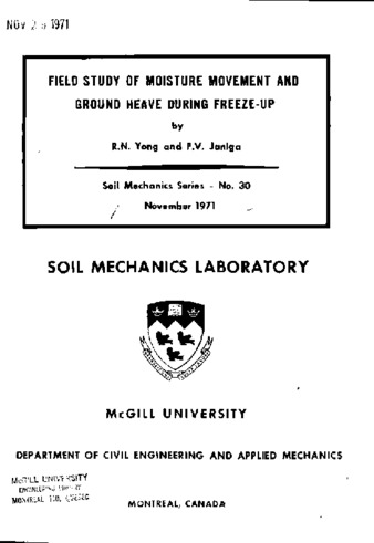 Field study of moisture movement and ground heave during freeze-up thumbnail