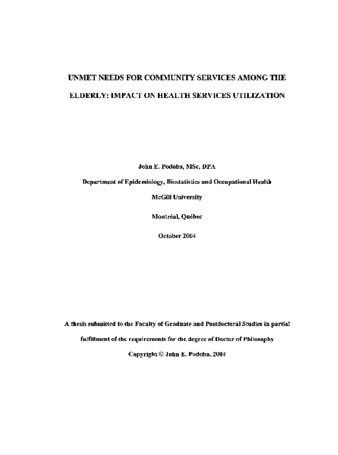 Unmet needs for community services among the elderly : impact on health services utilization thumbnail