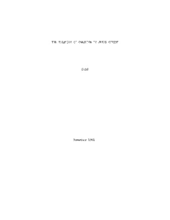 The relation of the doctrine of creation to the person of Jesus Christ in New Testament theology. thumbnail