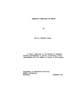 Oxidation potentials of pyrite. thumbnail
