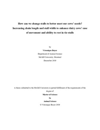 How can we change stalls to better meet our cows’ needs? Increasing chain length and stall width to enhance dairy cows’ ease of movement and ability to rest in tie-stalls thumbnail