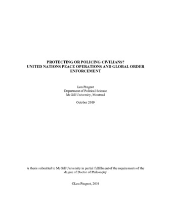 Protecting or policing civilians? United nations peace operations and global order enforcement thumbnail