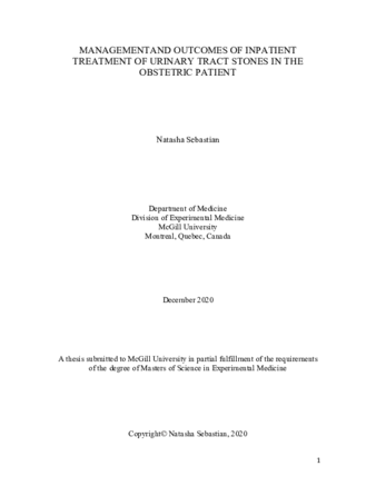 Management and outcomes of inpatient treatment of urinary tract stones in the obstetric patient thumbnail