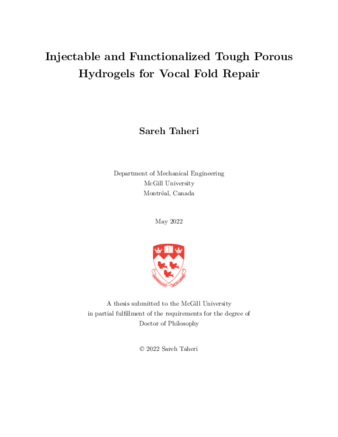 Injectable and functionalized tough porous hydrogels for vocal fold repair thumbnail