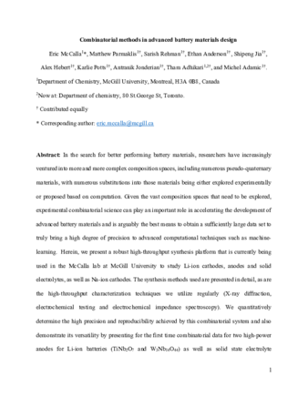 Combinatorial methods in advanced battery materials design thumbnail