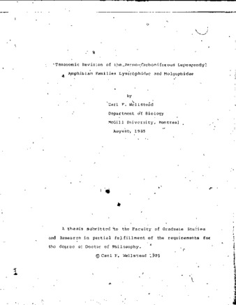 Taxonomic revision of the Permo-Carboniferous lepospondyl amphibian families Lysorophidae and Molgophidae thumbnail