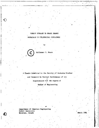 Energy storage in phase change materials in cylindrical containers thumbnail
