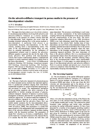 On the advective-diffusive transport in porous media in the presence of time-dependent velocities thumbnail