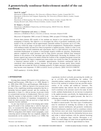 A geometrically nonlinear finite-element model of the cat eardrum thumbnail