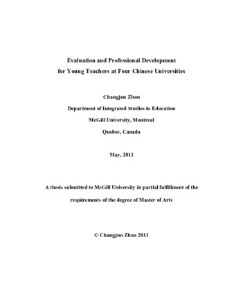 Evaluation and professional development for young teachers at four Chinese universities thumbnail