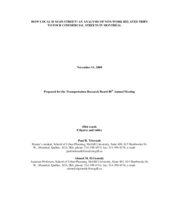 How Local is Main Street: An Analysis of Non-Work Related Trips to Four Commercial Streets in Montréal thumbnail