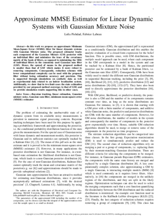 Approximate MMSE Estimator for Linear Dynamic Systems With Gaussian Mixture Noise thumbnail