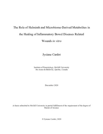 The role of helminth and microbiome-derived metabolites in the healing of inflammatory bowel diseases related wounds «in vitro» thumbnail