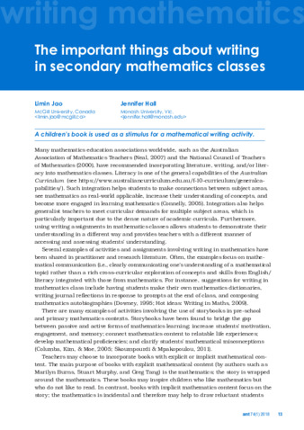 The important things about writing in secondary mathematics classes thumbnail