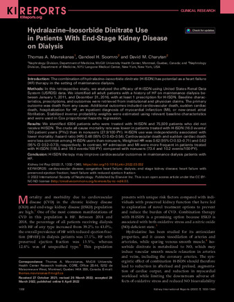 Hydralazine-Isosorbide Dinitrate Use in Patients With End-Stage Kidney Disease on Dialysis thumbnail