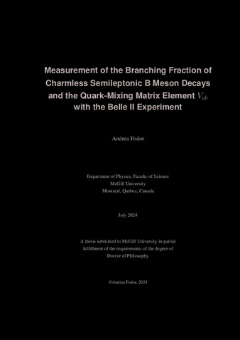 Measurement of the Branching Fraction of Charmless Semileptonic B Meson Decays and the Quark-Mixing Matrix Element |Vub| with the Belle II Experiment thumbnail