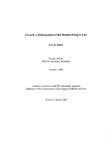 Towards a reintegration of the human being in law thumbnail