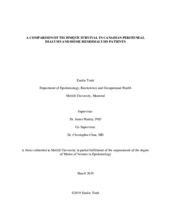 A comparison of technique survival in Canadian peritoneal dialysis and home hemodialysis patients thumbnail