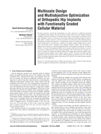 Multiscale Design and Multiobjective Optimization of Orthopaedic Hip Implants with Functionally Graded Cellular Material thumbnail