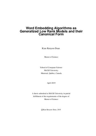 Word embedding algorithms as generalized low rank models and their canonical form thumbnail