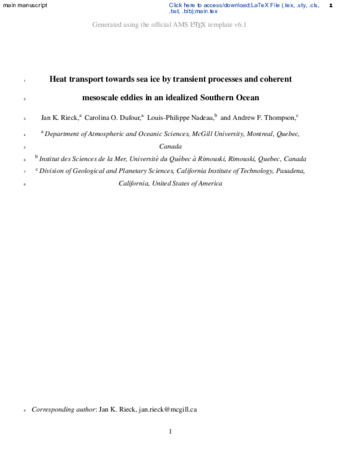Heat transport towards sea ice by transient processes and coherent mesoscale eddies in an idealized Southern Ocean thumbnail