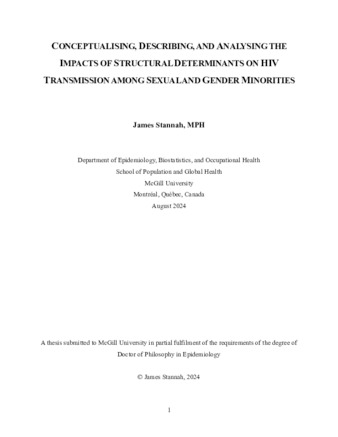 Conceptualising, describing, and analysing the impacts of structural determinants on HIV transmission among sexual and gender minorities thumbnail