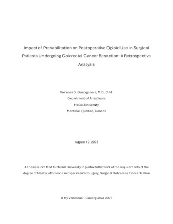 Impact of Prehabilitation on Postoperative Opioid Use in Surgical Patients Undergoing Colorectal Cancer Resection: A Retrospective Analysis thumbnail