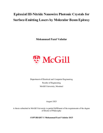Epitaxial III-nitride nanowire photonic crystals for surface-emitting lasers by molecular beam epitaxy thumbnail