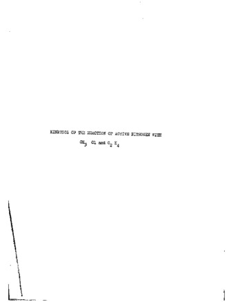 Kinetics of the reactions of active nitrogen with methyl chloride and ethylene. thumbnail