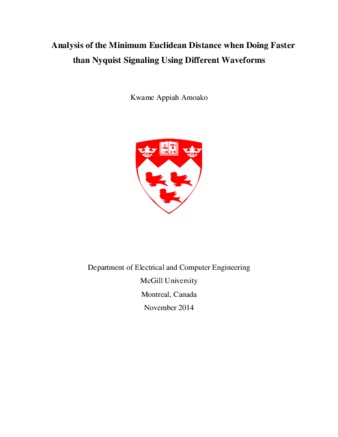 Analysis of the minimum Euclidean distance when doing faster than Nyquist signaling using different waveforms thumbnail