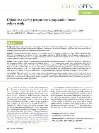 Opioid use during pregnancy: a population-based cohort study thumbnail