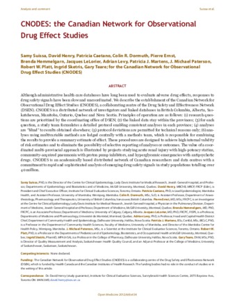 CNODES: the Canadian Network for Observational Drug Effect Studies thumbnail