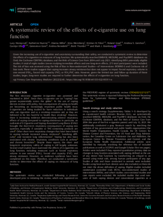 A systematic review of the effects of e-cigarette use on lung function thumbnail