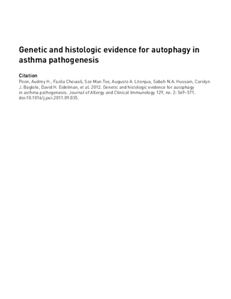 Genetic and histologic evidence for autophagy in asthma pathogenesis thumbnail