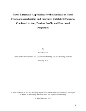 Novel Enzymatic Approaches for the Synthesis of Novel Fructooligosaccharides and Fructans: Catalytic Efficiency, Combined Action, Product Profile  and Functional Properties thumbnail