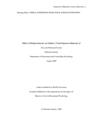 Effects of multiple interviews on children's verbal expressive behavior of true and fabricated events thumbnail