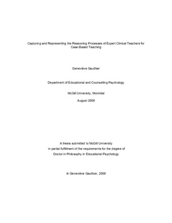 Capturing and representing the reasoning processes of expert clinical teachers for case-based teaching thumbnail