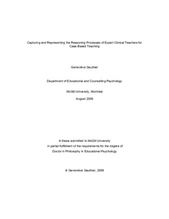 Capturing and representing the reasoning processes of expert clinical teachers for case-based teaching thumbnail