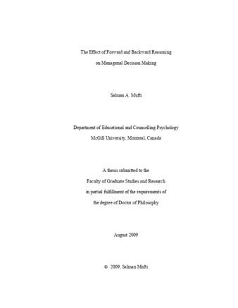 The effect of forward and backward reasoning on managerial decision making thumbnail