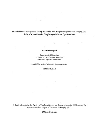 Pseudomonas aeruginosa lung infection and respiratory muscle weakness : role of cytokines in diaphragm muscle dysfunction thumbnail