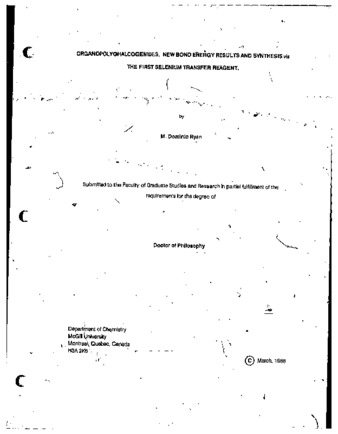 Organopolychalcogenides, new bond energy results and synthesis via the first selenium transfer reagent thumbnail