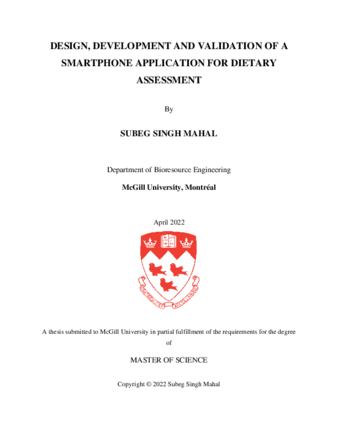 Design, development and validation of a smartphone application for dietary assessment thumbnail