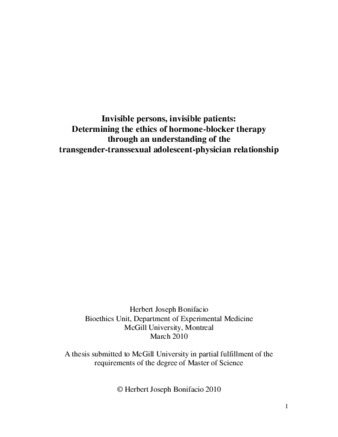 Invisible persons, invisible patients: determining the ethics of hormone-blocker therapy through an understanding of the transgender/transsexual adolescent- physician relationship thumbnail