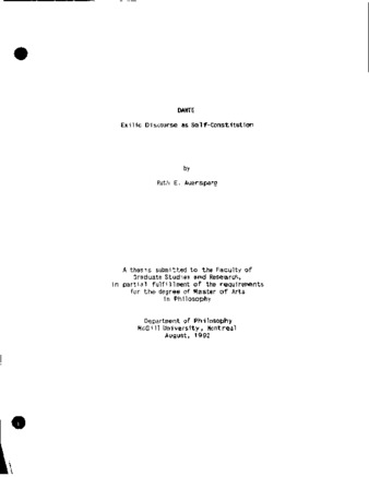 Dante : exilic discourse as self-constitution thumbnail
