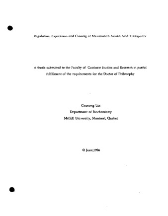 Regulation, expression and cloning of mammalian amino acid transporter thumbnail