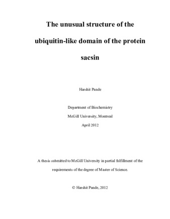 The unusual structure of the ubiquitin-like domain of the protein sacsin thumbnail