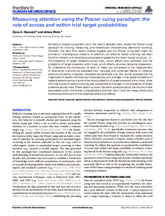 Measuring attention using the Posner cuing paradigm: The role of across and within trial target probabilities thumbnail