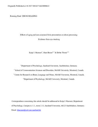 Effects of aging and noncanonical form presentation on idiom processing: Evidence from eye tracking thumbnail