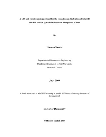 A GIS and remote sensing protocol for the extraction and definition of Interrill and Rill erosion types/intensities over a large area of Iran thumbnail